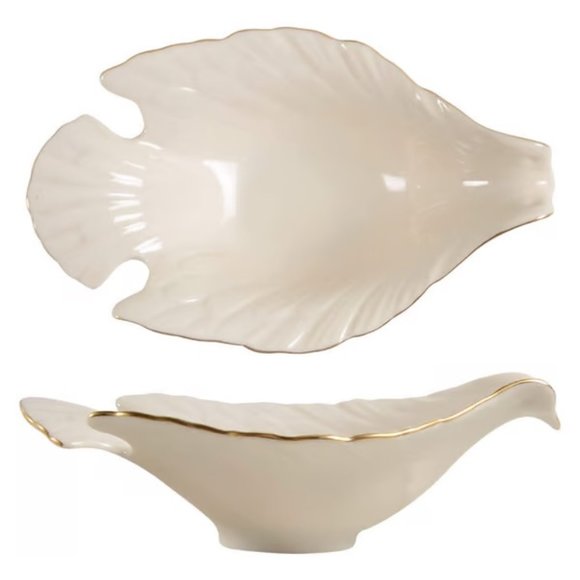 Lenox Dove Candy Nut Gravy Dish 24K Gold Trim - 8” Length - Picture 1 of 3